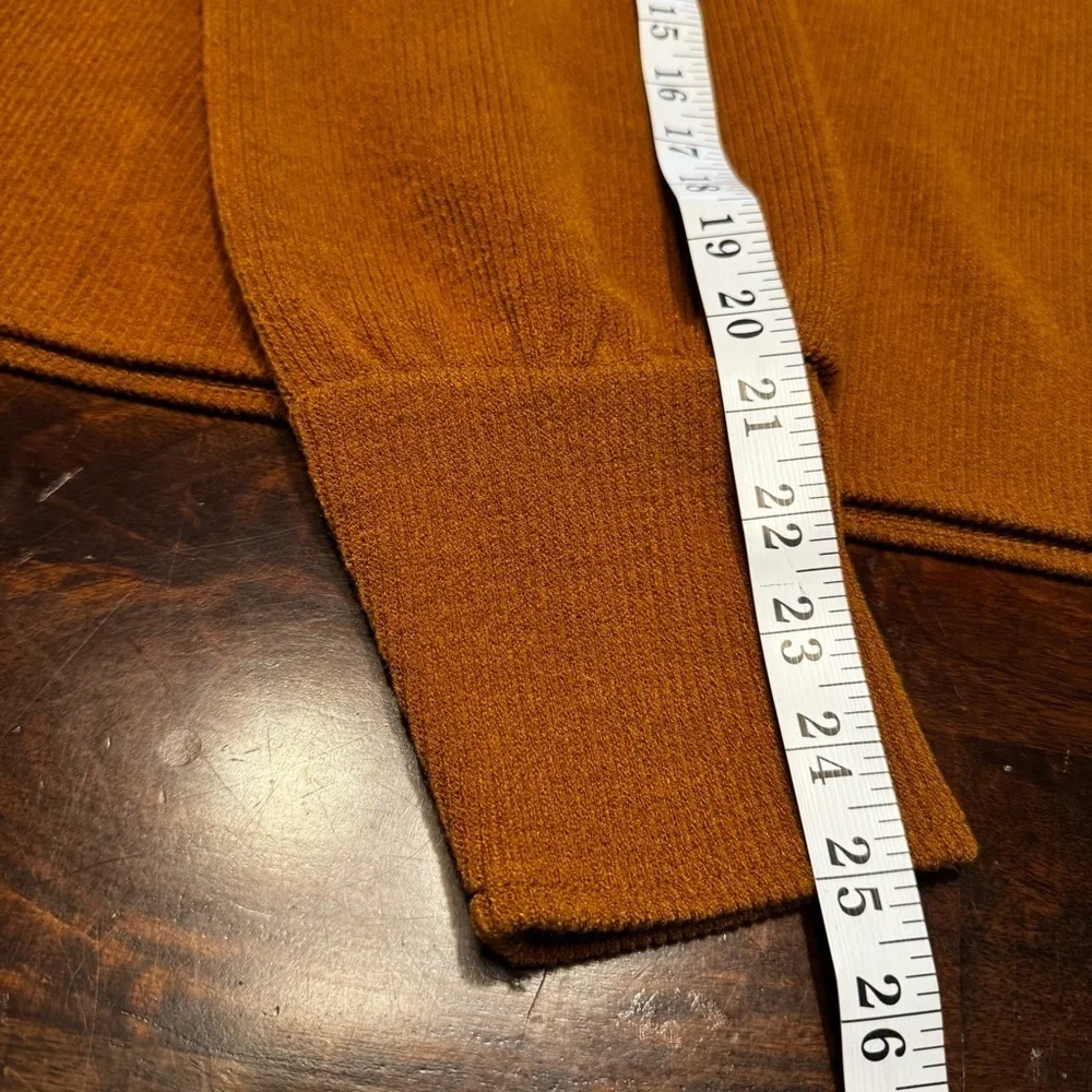 Madewell Ottoman Rib Puff Sleeve Square Neck Sweater In Brown Dried Cedar Sz XL